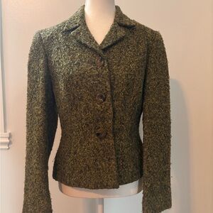 Vintage Green Louben Textured Blazer with Notched Lapel